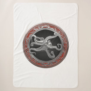 [300] Sacred Silver Octopus in Defensive Posture Sherpa Blanket