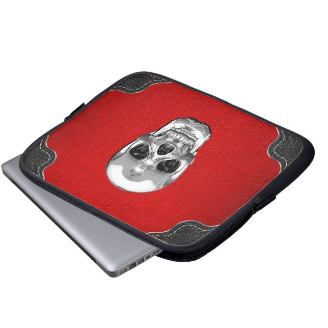 [300] Silver Human Skull Laptop Sleeve (Front Bottom)
