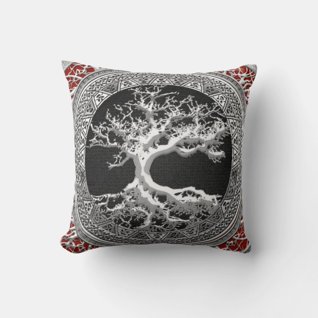 [300] Treasure Trove: Celtic Tree of Life [Silver] Cushion (Front)