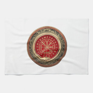 [300] Vegvisir - Viking Gold Magic Runic Compass Tea Towel