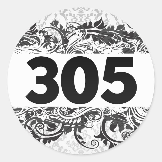 305 CLASSIC ROUND STICKER (Front)