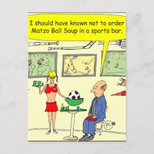 307 matzo ball sports bar cartoon postcard