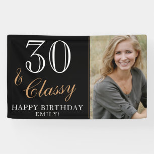 30 and Classy Elegant 30th Birthday Photo Banner