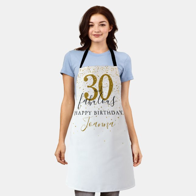 30 and Fabulous Birthday Elegant Gold and Black Ap Apron (Worn)