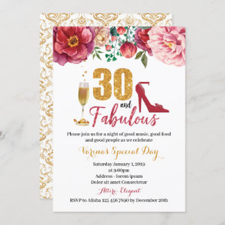 30 and Fabulous Birthday Invitation for Women