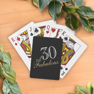 30 and Fabulous Black Elegant Script Birthdays Playing Cards