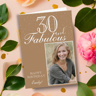 30 and Fabulous Elegant Birthday Photo  Card