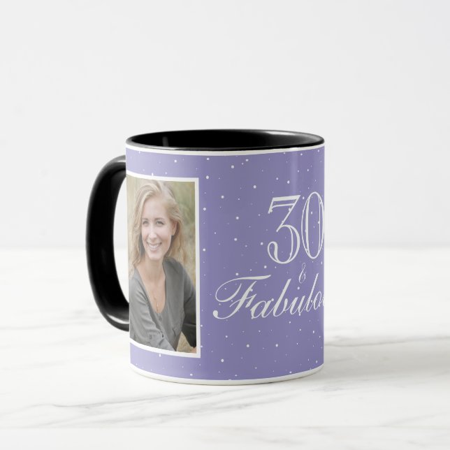 30 and Fabulous Elegant Birthday Photo  Mug (Front Left)