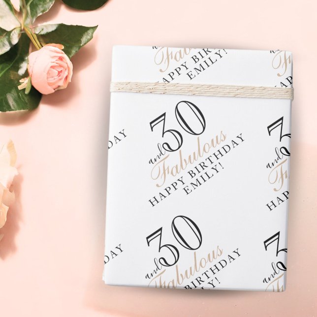 30 and Fabulous Elegant Script 30th Birthday Wrapping Paper (Creator Uploaded)