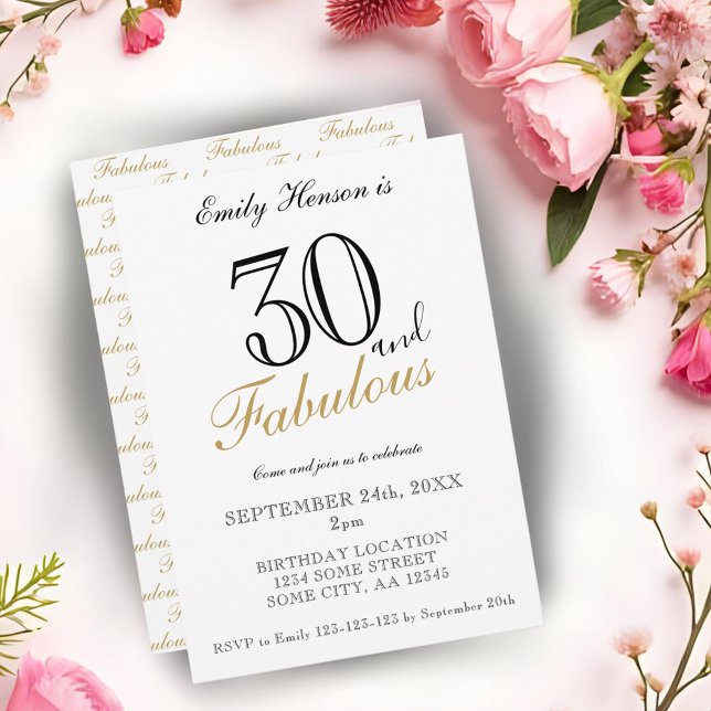 30 and Fabulous Elegant Script Birthday  Invitation (Creator Uploaded)