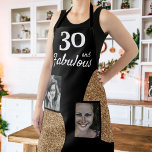 30 and Fabulous Gold Glitter 2 Photo 30th Birthday Apron<br><div class="desc">30 and Fabulous Gold Glitter 2 Photo 30th Birthday Apron. Add your photos - you can use an old and new photo.</div>