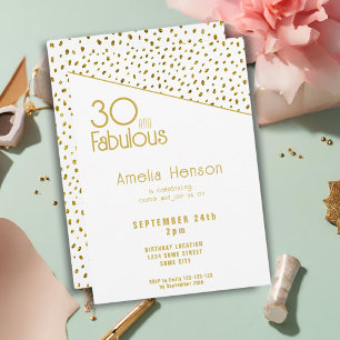 30 and Fabulous Gold Glitter 30th Birthday Invitation