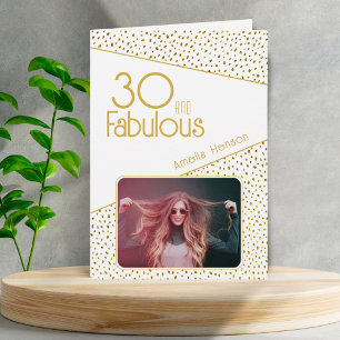 30 and Fabulous Gold Glitter Photo 30th Birthday  Card