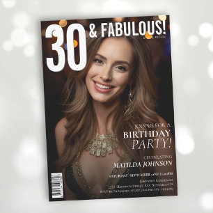 30 and Fabulous Magazine Cover 30th Birthday  Invitation