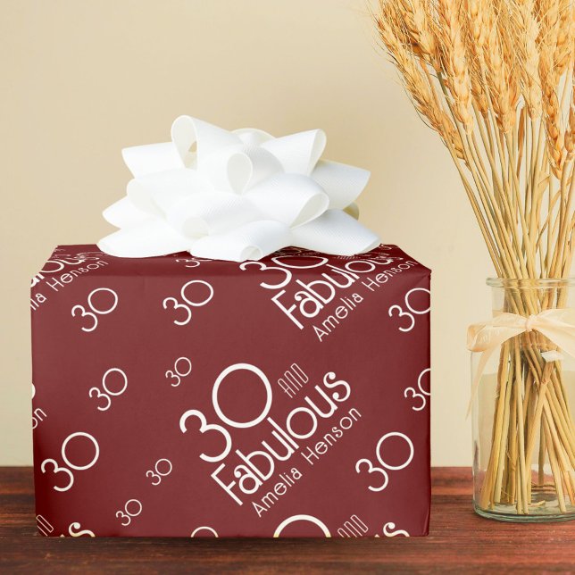 30 and Fabulous Modern 30th Birthday Wrapping Paper (Creator Uploaded)
