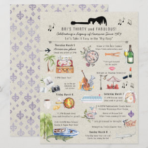 30 and Fabulous   New Orleans Birthday Itinerary Invitation