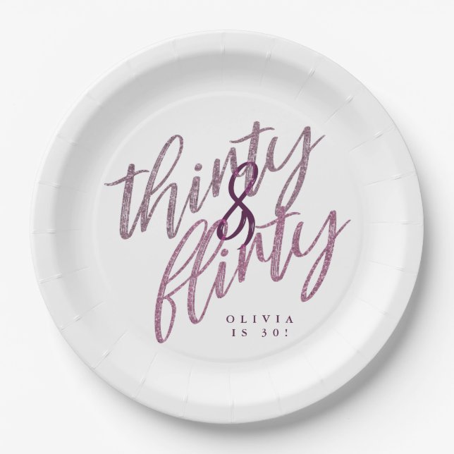 30 and Flirty Birthday Party Paper Plates (Front)