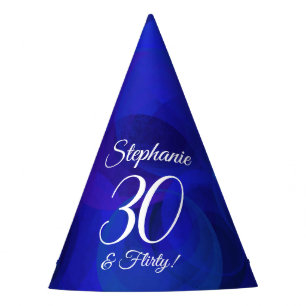 30 and Flirty Royal Blue Birthday Party Hat