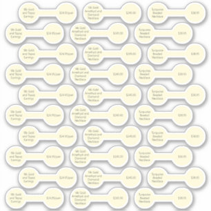 30 Antique White Barbell Price Tag Stickers