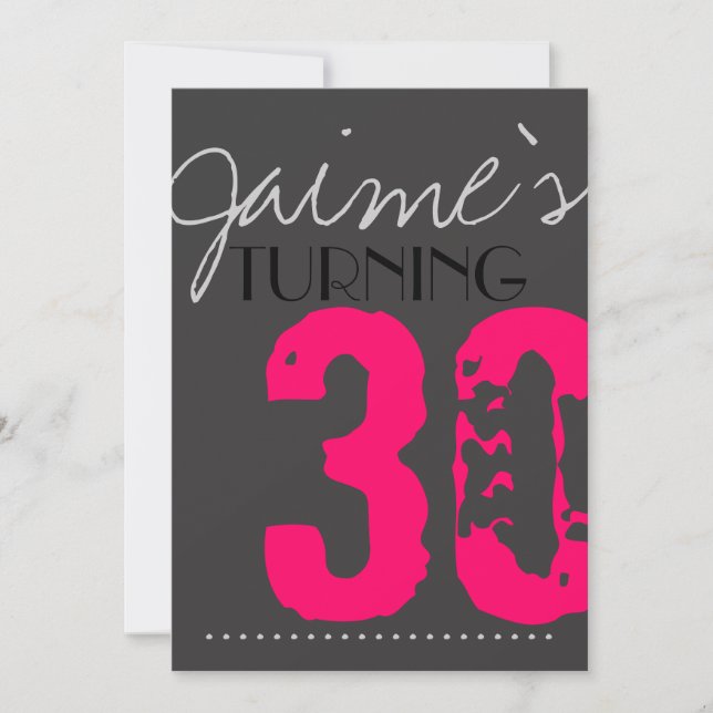 30 Birthday Party Invitation Neon and grey (Front)