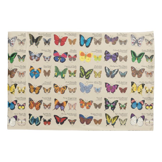 30 Butterfly Species from Around the World (Light) Pillowcase (Back)