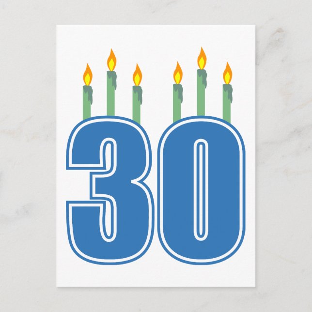 30 Candles (Blue / Green) Postcard (Front)