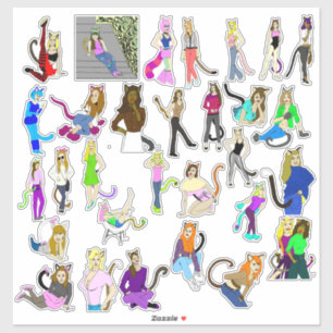 30 catgirls sticker sheet