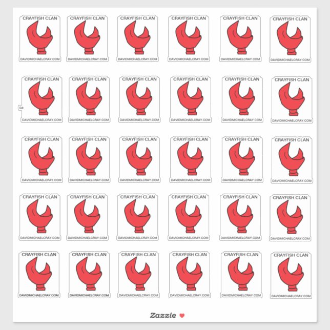 30 CRAYFISH CLAW STICKERS ON A 14"X14" SHEET (Sheet)
