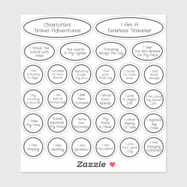 30 Cute Black & White Travel Affirmation Template (Sheet)