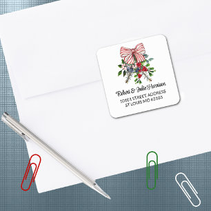 30 Cute Christmas Bouquet Return Address Sticker