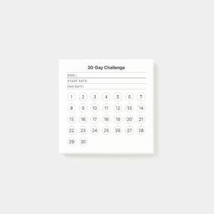 30-Day Challenge Monthly Post-It Notes