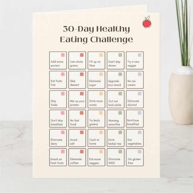 30 Day Healthy Eating | Shopping List Download  Card (Front)