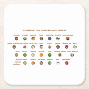 30 Foods for high blood pressure Easy Natural Ways Square Paper Coaster