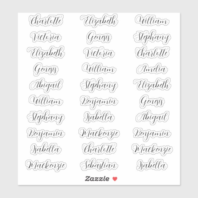 30 Guest first names typography elegant script  (Sheet)
