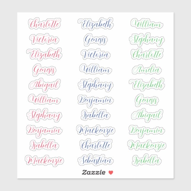 30 Guest first names typography elegant script  (Sheet)