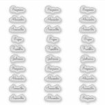 30 Guest Names Less than 1 Inch Wide<br><div class="desc">First name stickers for your wedding. With this modern elegant font style and size on this 6x6 sticker sheet, these names are going to be under 1 inch wide. Most names will work, but if you have a guest a longer name please open up the find and double check the...</div>