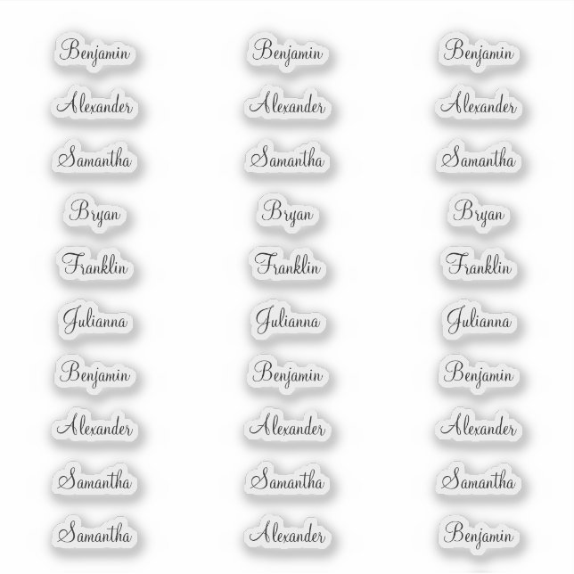 30 Guest Names Less than 1 Inch Wide (Front)