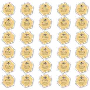 30 Hexagon shaped waterproof yellow honey with bee