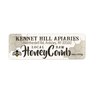 30 Honeycomb & Cute Bee Raw Honeycomb Label Ivory Return Address Label