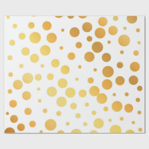 30 inches x 60 feet Golden Polka Matte Wrapping Paper