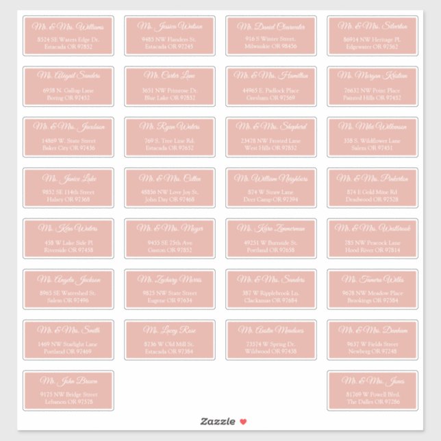30 Individual Wedding Guest Address Labels (Sheet)