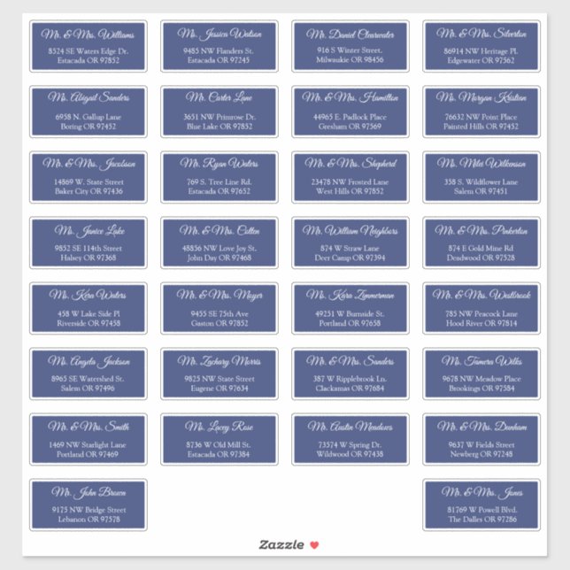 30 Individual Wedding Guest Address Labels (Sheet)