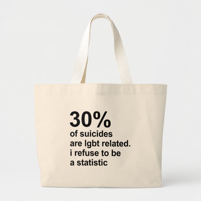 30% of suicides are lgbt related large tote bag (Front)