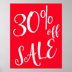 30% Off Sale Sign, Red Boutique Sale Sign, Retail Poster