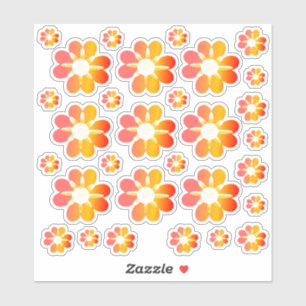 30 Orange Flower Stickers
