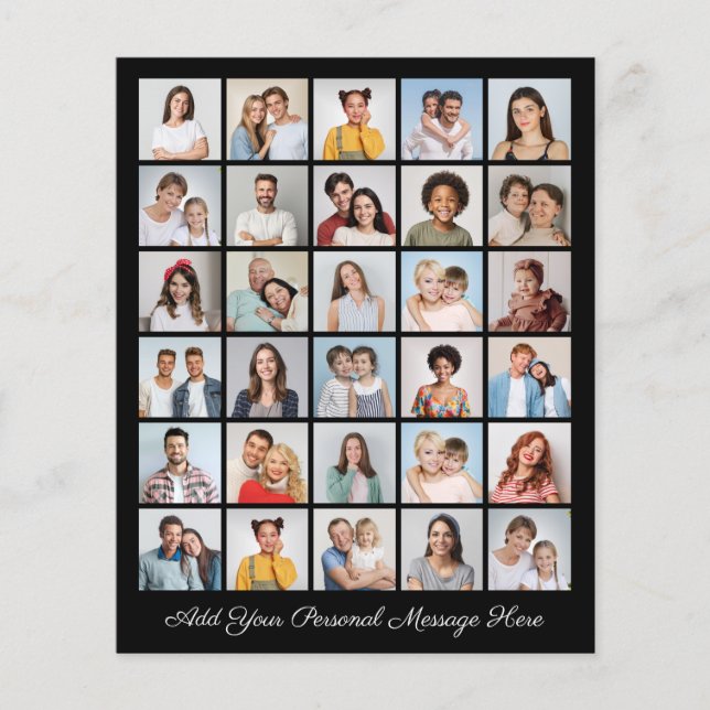 30 Photo Collage Add Your Greeting Paper Sheet (Front)