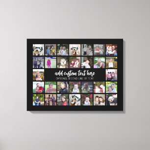 30 Photo Collage Grid - 2 Text boxes - black white Canvas Print