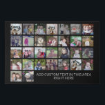 30 Photo Collage Grid - Text box - black white Faux Canvas Print<br><div class="desc">Use 30 SQUARE photos to create a personal photo collage. This modern, clean layout includes a text block in a san serif font to add a family name or a name. The background colour can be changed in the customise area. ***For best results for this multi photo layout - crop...</div>