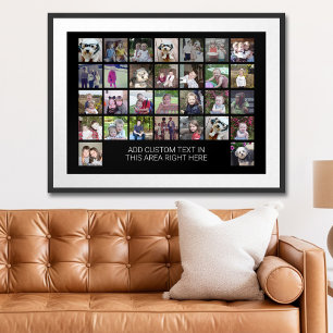 30 Photo Collage Grid - Text box - black white Poster