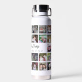 30 Photo Collage Montage and Text - Can Edit White Water Bottle (Back)